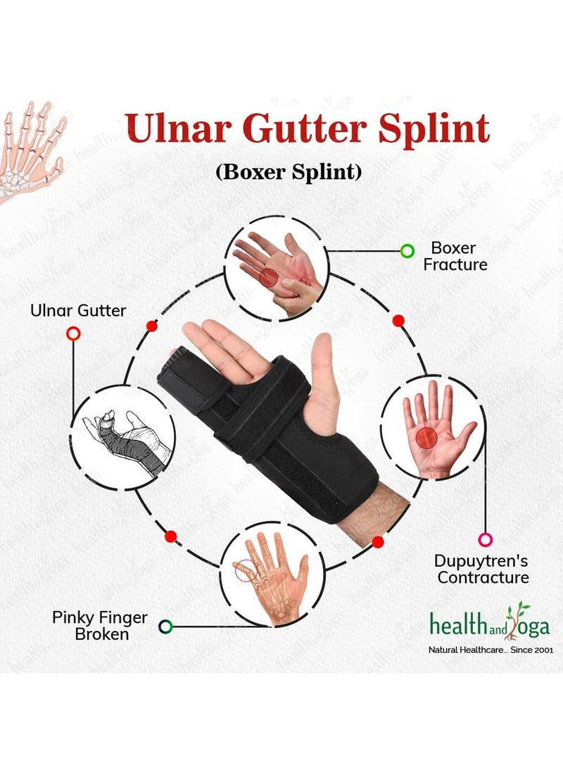 HealthAndYoga GuardNHeal Boxer Finger Splint (M) -Ulnar Gutter Contraption with Straps & Aluminium Strip- Protects & Immobilizes 4th & 5th Fingers- For Fracture, Sprain - Fits Both Left & Right Hands - Image 3