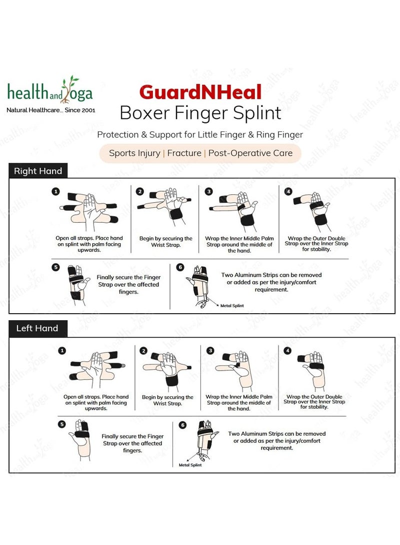 HealthAndYoga GuardNHeal Boxer Finger Splint (M) -Ulnar Gutter Contraption with Straps & Aluminium Strip- Protects & Immobilizes 4th & 5th Fingers- For Fracture, Sprain - Fits Both Left & Right Hands - Image 4
