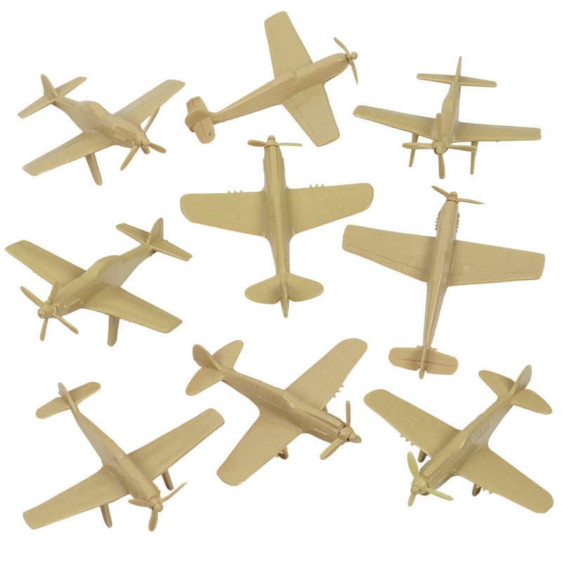 Tim Mee Toy TimMee WW2 Fighter Ace Planes Tan 9pc Plastic Army Men Airplanes USA Made - Image 2