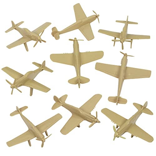 Tim Mee Toy TimMee WW2 Fighter Ace Planes Tan 9pc Plastic Army Men Airplanes USA Made - Image 1