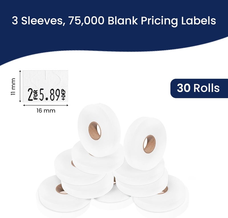 Perco White Pricing Labels for Monarch 1130 Pricing Gun, 3 Sleeves - 75,000 Price Gun Labels with Bonus Ink Rolls - Image 3