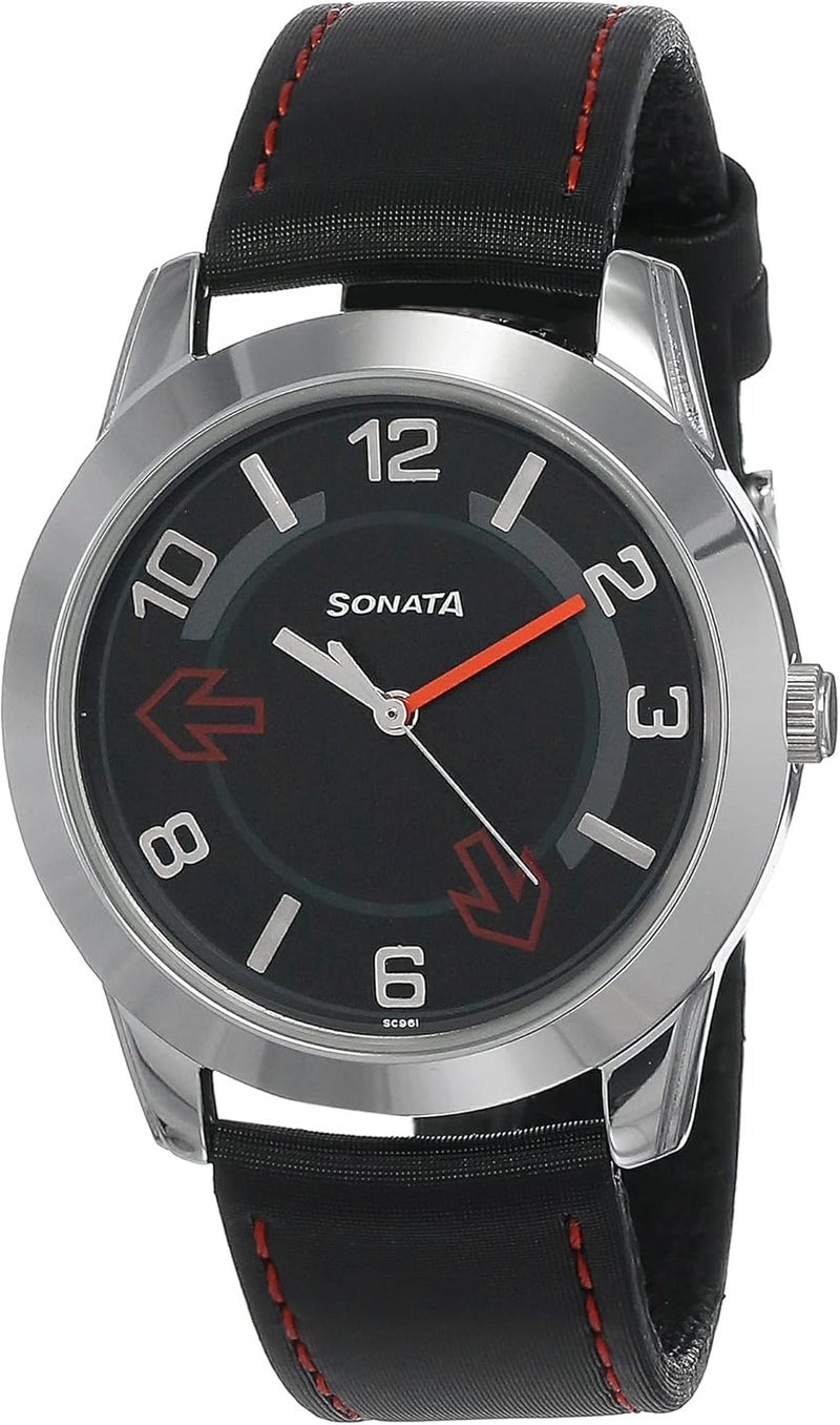 سوناتا ساعة سوناتا يوفا التناظرية للرجال بمينا أسود NM7924SL04/NN7924SL04 - Image 1