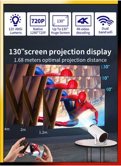 TIGER 120ANSI Lumens HD Smart Projector – Android 11, Portable Mini Cinema, 130 Inches Screen Display, 4K Home Movie Theater, Gaming, Video Presentations, 180° Rotating Screen, Mobile Phone Projection  - Image 2