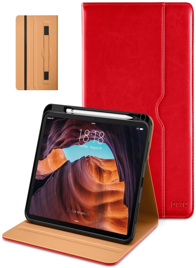DTTO for iPad (A16) 11th Generation Case 11 Inch 2025, iPad 10th Generation Case 10.9 Inch 2022, Premium Leather Business Folio Stand Cover with Pencil Holder - Auto Wake/Sleep, Bright Red - Image 1