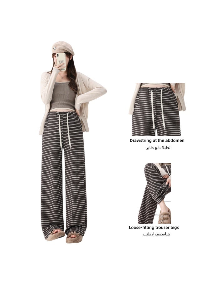 Striped drawstring loose-fitting maternity pants are perfect for everyday wear. - Image 1
