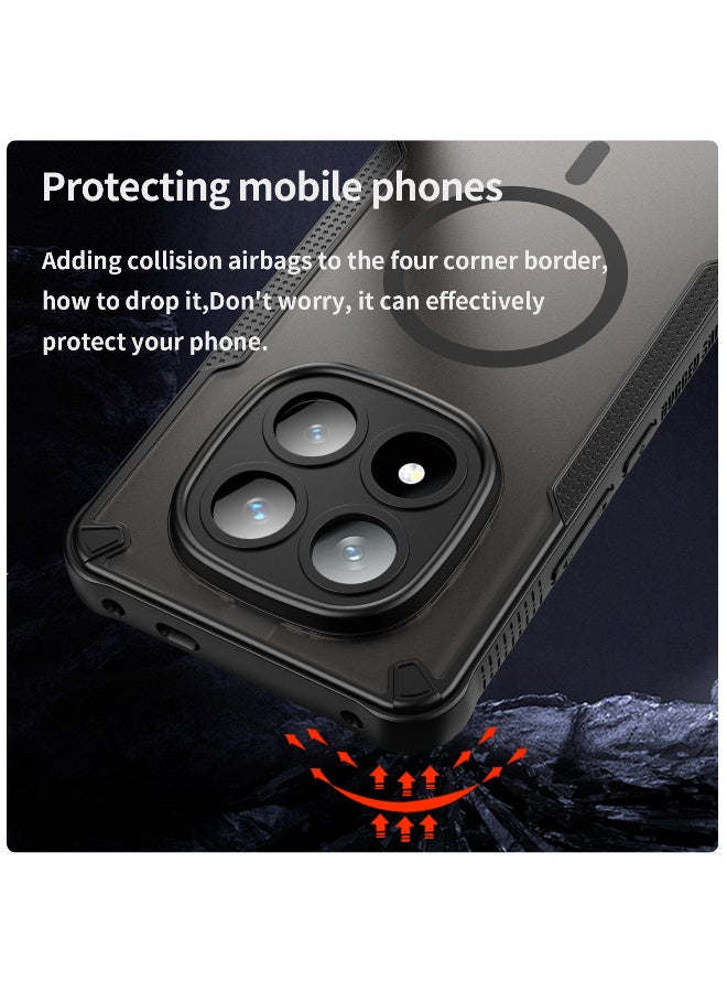 Cover For Redmi Note 14 Pro Plus 5G Armor Glaze Magnetic Phone Case Raised edges around the screen and camera lens help prevent scratches - Black - Image 4