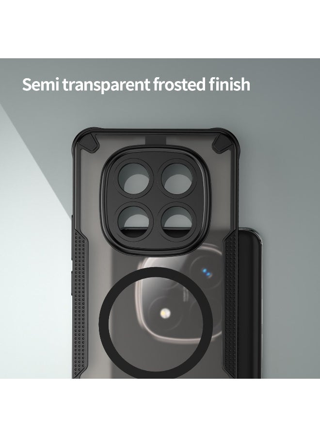 Cover For Redmi Note 14 Pro Plus 5G Armor Glaze Magnetic Phone Case Raised edges around the screen and camera lens help prevent scratches - Black - Image 5