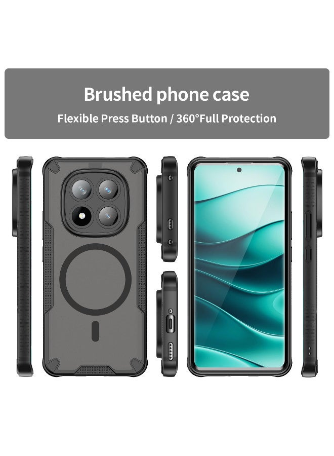 Cover For Redmi Note 14 Pro Plus 5G Armor Glaze Magnetic Phone Case Raised edges around the screen and camera lens help prevent scratches - Black - Image 2