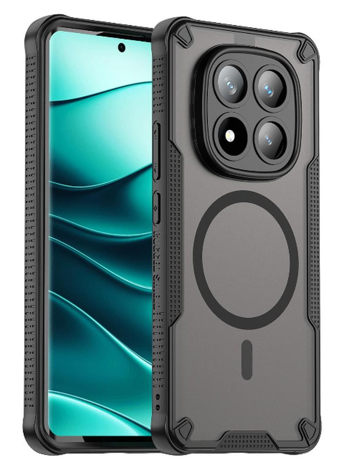 غطاء حمايه لهاتف ريدمي نوت 14 برو بلس فايف جي جراب ارمور مغناطيسي ياتي بحواف مرتفعة حول الشاشة وعدسة الكاميرا تساعد على منع الخدوش - اسود - Image 1