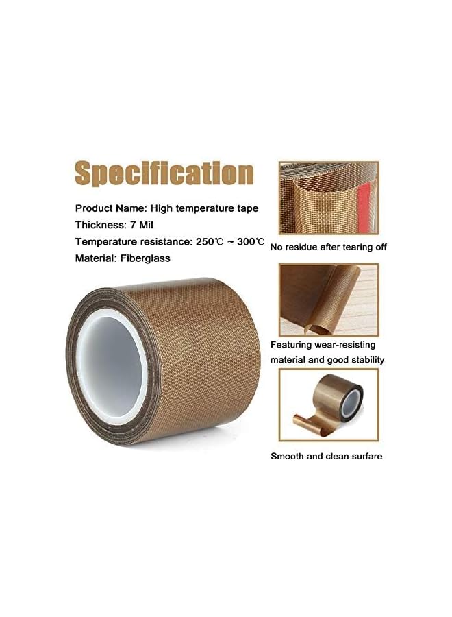 PROMASS promass Fabric Tape, 2 Inch 30 Feet PTFE Tape for Vacuum Sealer Machine, Hand Impulse Sealers Insulation PTFE Coated Fiberglass Adhesive Tape Compatible with FoodSaver, Seal A Meal, Weston, Cabella  - Image 5