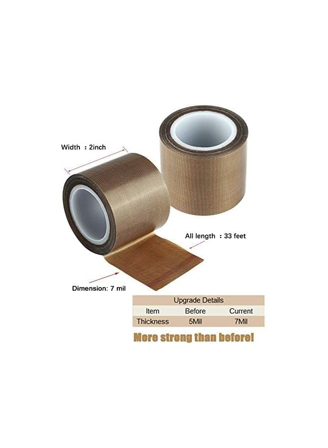 PROMASS promass Fabric Tape, 2 Inch 30 Feet PTFE Tape for Vacuum Sealer Machine, Hand Impulse Sealers Insulation PTFE Coated Fiberglass Adhesive Tape Compatible with FoodSaver, Seal A Meal, Weston, Cabella  - Image 3