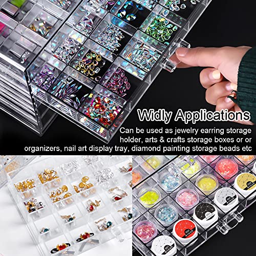 YUFONG Earring Storage Box Organizer, Acrylic Jewelry Storage Box Holder 5 Drawers Transparent Jewelry Display Stand with 120 Small Compartments Gift Boxes for Women Girls (Clear) - Image 3