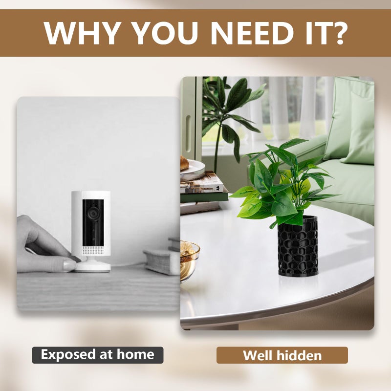 CharmPacks Camera Disguise Vase for Ring Indoor Cam (1st Gen) Camera | Top-Loading Design with Wedge Base | Enhanced View & Natural Fake Plant Cover - Image 5