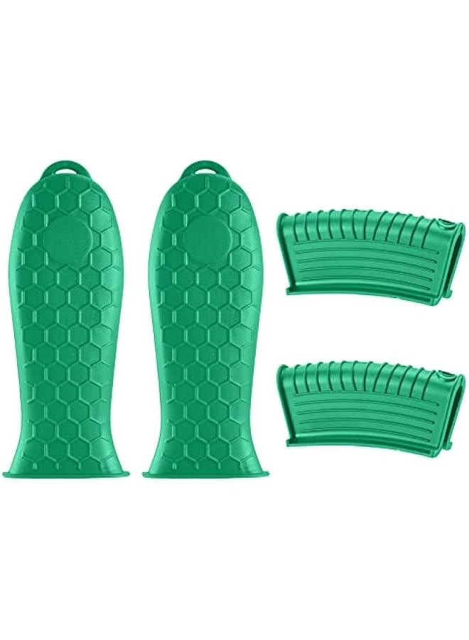 Silicone Hot Handle Holder,Heat Resistant Holders Sleeve,Washable Reusable Rubber Non-Slip Pot Assist Handles Cover for Cast Iron Skillet,Frying Pans,Griddles,Metal Pan Cookware,4PCS,Green - Image 1