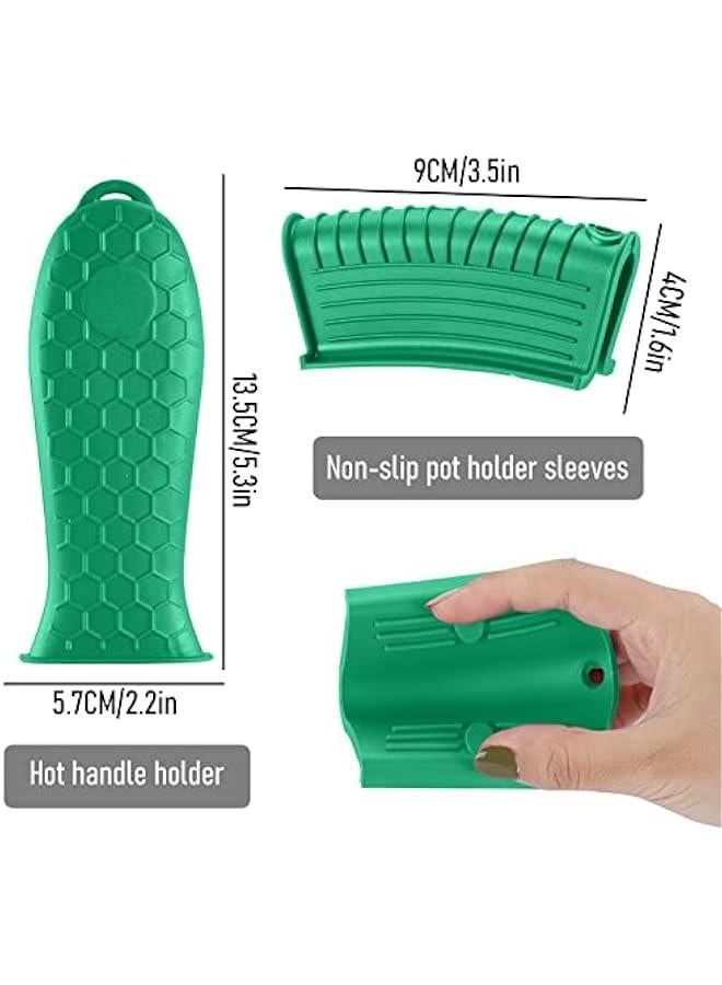 Silicone Hot Handle Holder,Heat Resistant Holders Sleeve,Washable Reusable Rubber Non-Slip Pot Assist Handles Cover for Cast Iron Skillet,Frying Pans,Griddles,Metal Pan Cookware,4PCS,Green - Image 2