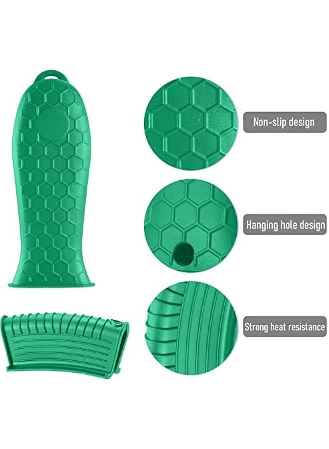 Silicone Hot Handle Holder,Heat Resistant Holders Sleeve,Washable Reusable Rubber Non-Slip Pot Assist Handles Cover for Cast Iron Skillet,Frying Pans,Griddles,Metal Pan Cookware,4PCS,Green - Image 3