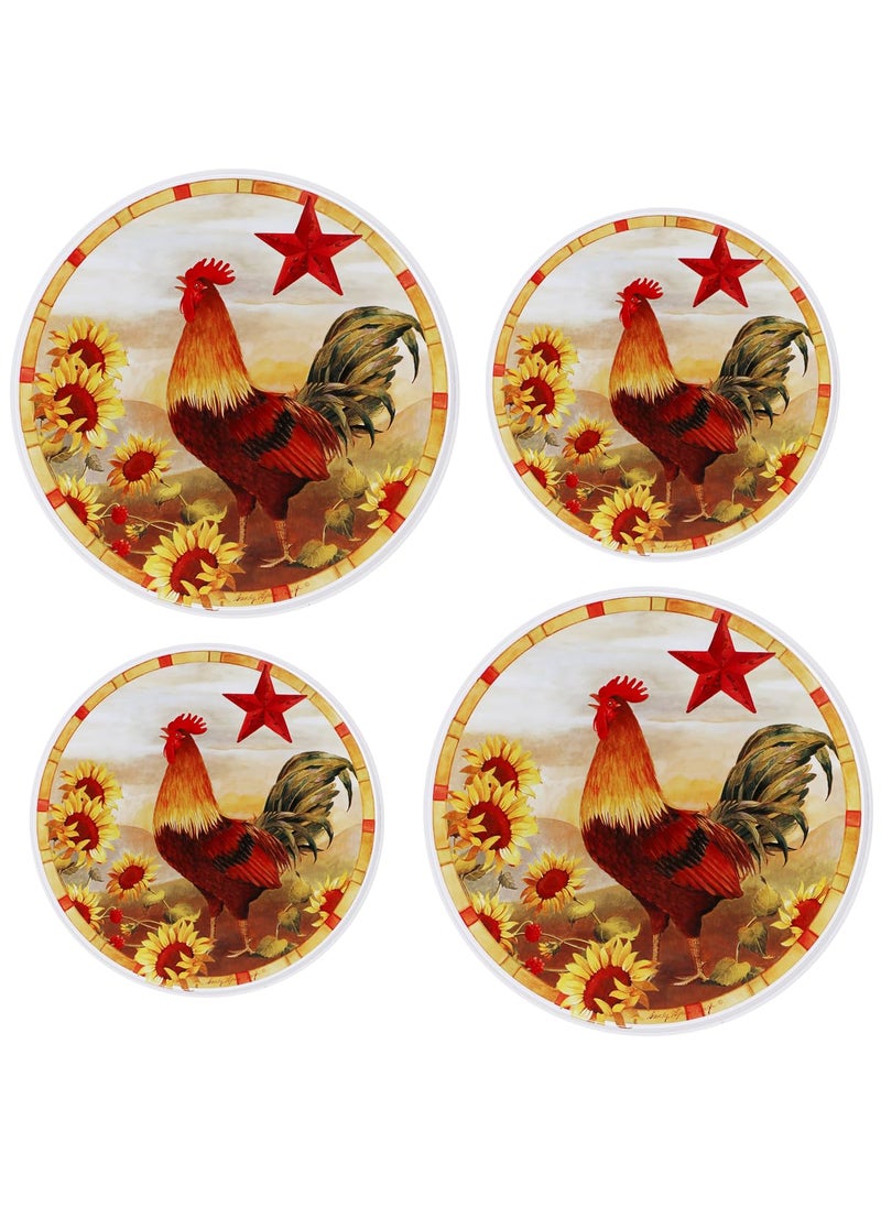 Reston Lloyd Reston Lloyd Burner Covers For Electric Stovetop Decorative Lightweight Tin Covers Set of 4 28 inch  210 inch Conceals Messy Drip Pans Rooster 