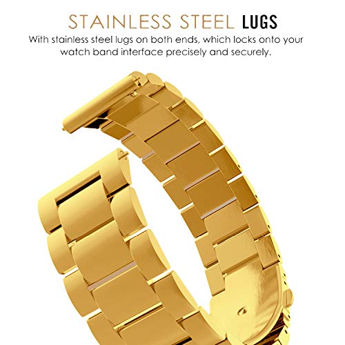 ACM Watch Strap Stainless Steel Metal 22mm Compatible with Fossil Gen 6 44mm Smartwatch Belt Luxury Band Champagne Gold - Image 5