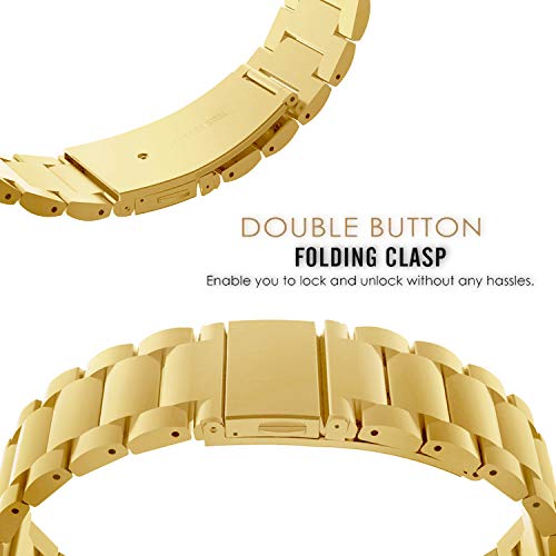 ACM Watch Strap Stainless Steel Metal 22mm Compatible with Fossil Gen 6 44mm Smartwatch Belt Luxury Band Champagne Gold - Image 4