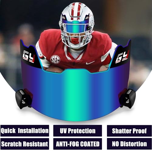 GY Football Visor Professional Football Helmet Visor for Youth Football Helmets and Adult Football Helmet Visors, Includes Visor Clip (Revo Blue) - Image 5