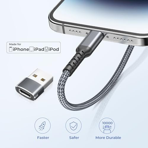 Basesailor iPhone 14 13 Pro Max Charger Cable 10FT,USB C to Lightning Cable with USB A Adapter,Fast Car Charging Power Cord for Apple 12 11 Plus XS XR 8 7 6 Plus 5 SE,iPad 9 9th 8 8th Generation - Image 4