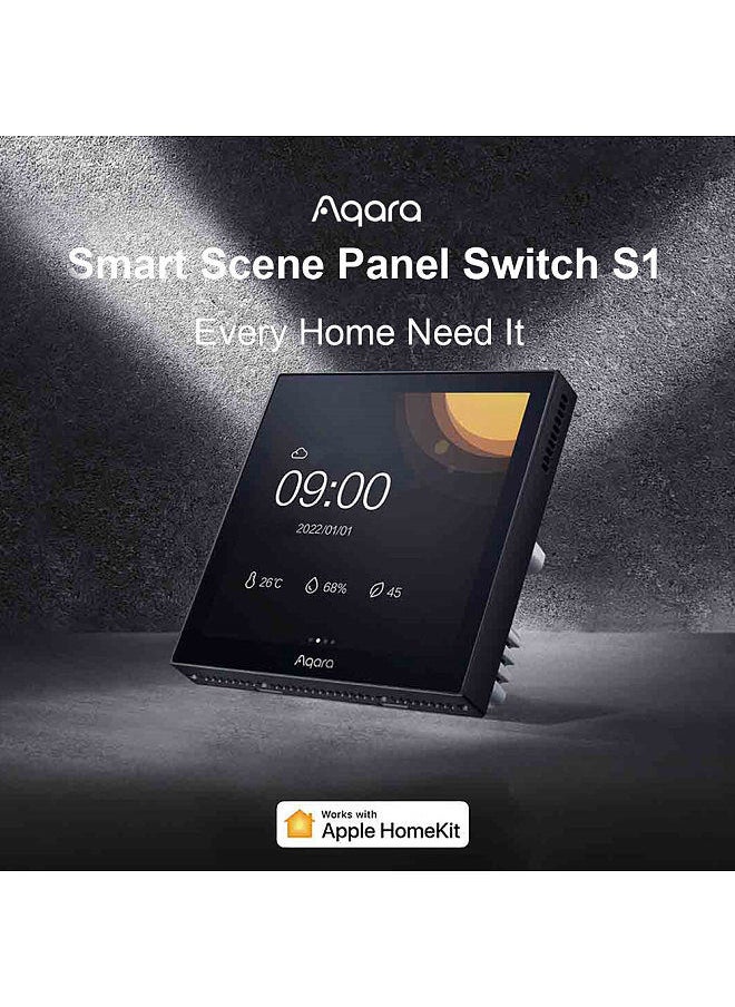 لوحة مفاتيح المشهد الذكي S1 Zigbee 3.0 شاشة تعمل باللمس مقاس 3.95 بوصة مع التعرف على الإيماءات بالذكاء الاصطناعي والتحكم الصوتي وتطبيق HomeKit للمنزل الذكي