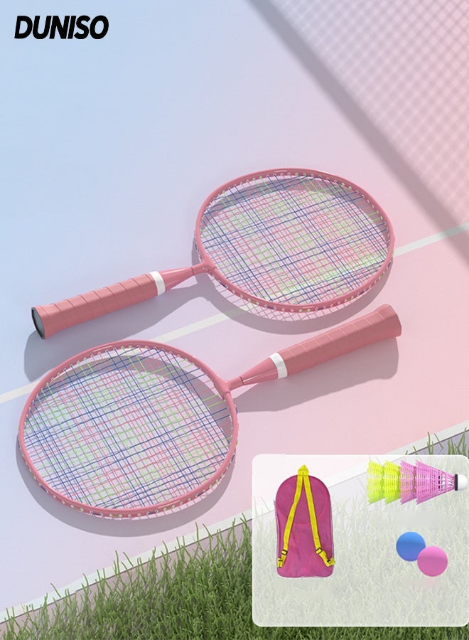 DUNISO Badminton Racket for Children with Anti-Slip Grip,Nylon Alloy Durable Shuttlecocks Racquet ,Including 4 badminton , 2 Bouncy ball and Bag - Image 1