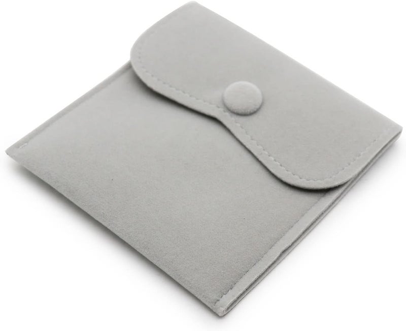 Hsiwto Pack of 10 Velvet Jewelry Pouch Storage Bags Portable Jewelry Gift Bag With Snap Button, Large Gray - Image 3