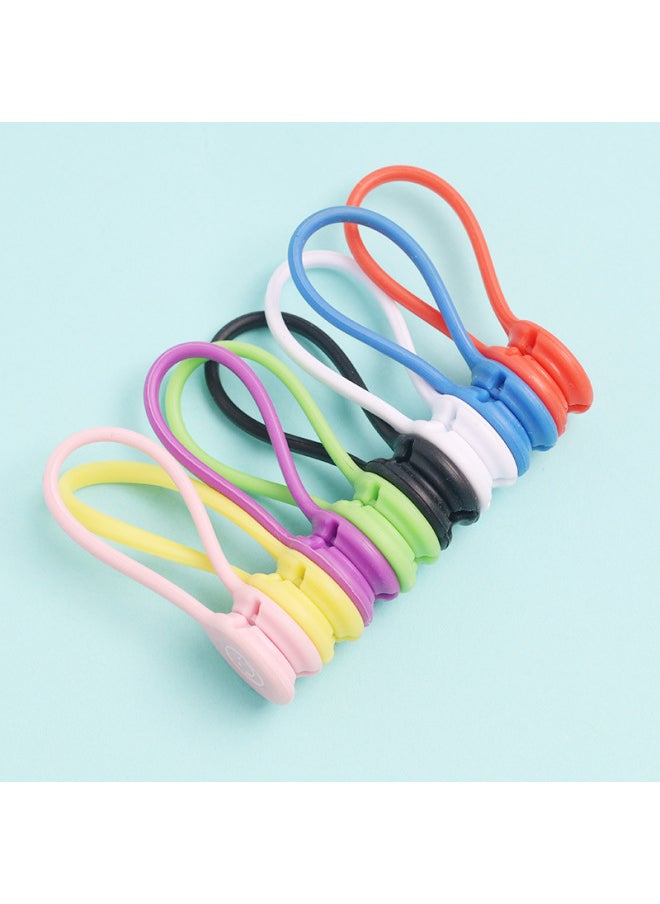 Generic Magnetic Headset Mobile Phone Data Cable Organiser Silicone Simple Multifunctional Creative Storage Headset Winding Hub-Color:Fresh Green Round  - Image 3