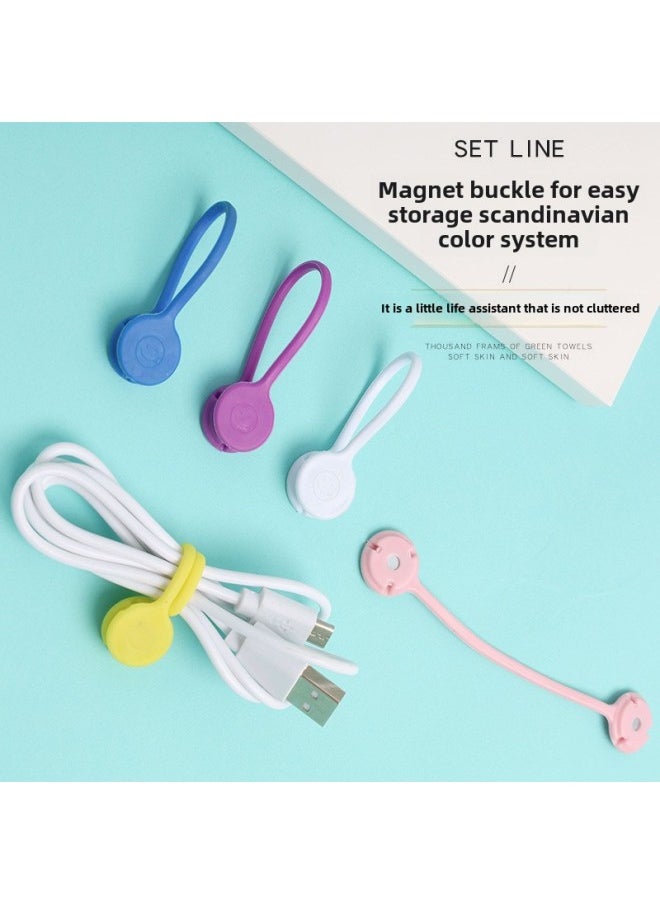 Generic Magnetic Headset Mobile Phone Data Cable Organiser Silicone Simple Multifunctional Creative Storage Headset Winding Hub-Color:Fresh Green Round  - Image 4