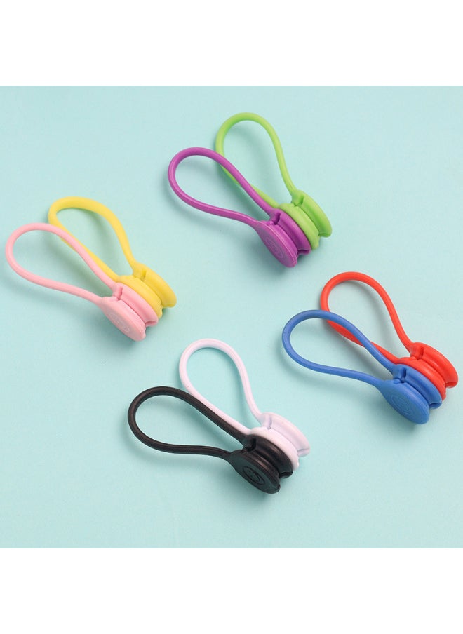 Generic Magnetic Headset Mobile Phone Data Cable Organiser Silicone Simple Multifunctional Creative Storage Headset Winding Hub-Color:Fresh Green Round  - Image 2