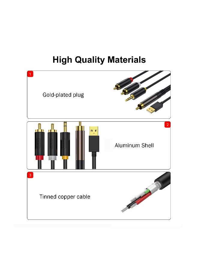 RCA to 3.5mm Audio Cable, Digital to Analog Audio Conversion Cable, Digital SPDIF Coaxial to Analog L/R RCA & 3.5mm AUX Stereo Audio Cable, for PS4 Xbox HDTV DVD Headphone, for Speaker (9.8 Feet) - Image 3