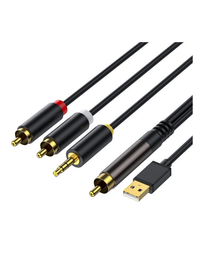RCA to 3.5mm Audio Cable, Digital to Analog Audio Conversion Cable, Digital SPDIF Coaxial to Analog L/R RCA & 3.5mm AUX Stereo Audio Cable, for PS4 Xbox HDTV DVD Headphone, for Speaker (9.8 Feet) - Image 1