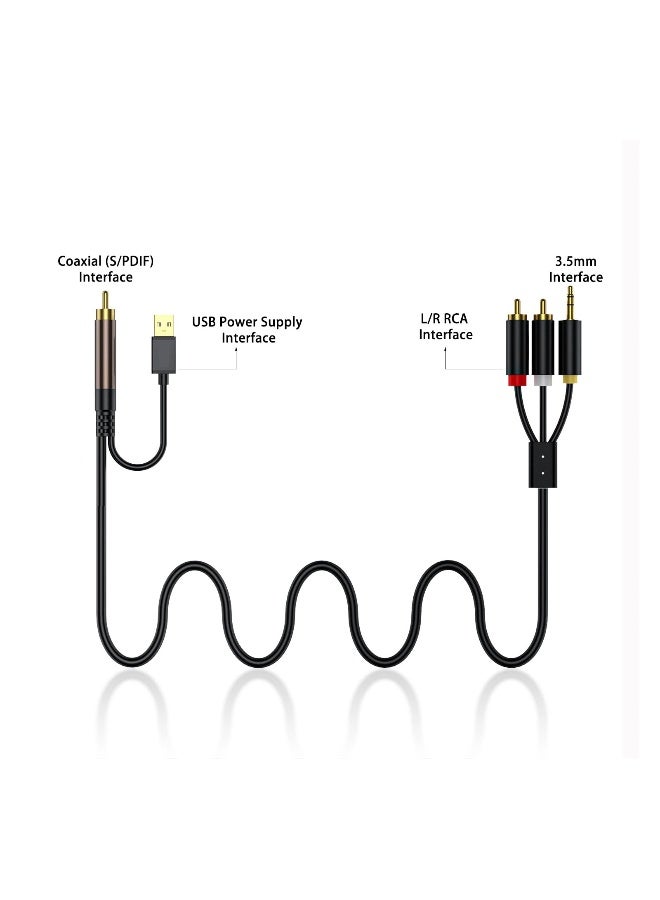 RCA to 3.5mm Audio Cable, Digital to Analog Audio Conversion Cable, Digital SPDIF Coaxial to Analog L/R RCA & 3.5mm AUX Stereo Audio Cable, for PS4 Xbox HDTV DVD Headphone, for Speaker (9.8 Feet) - Image 2