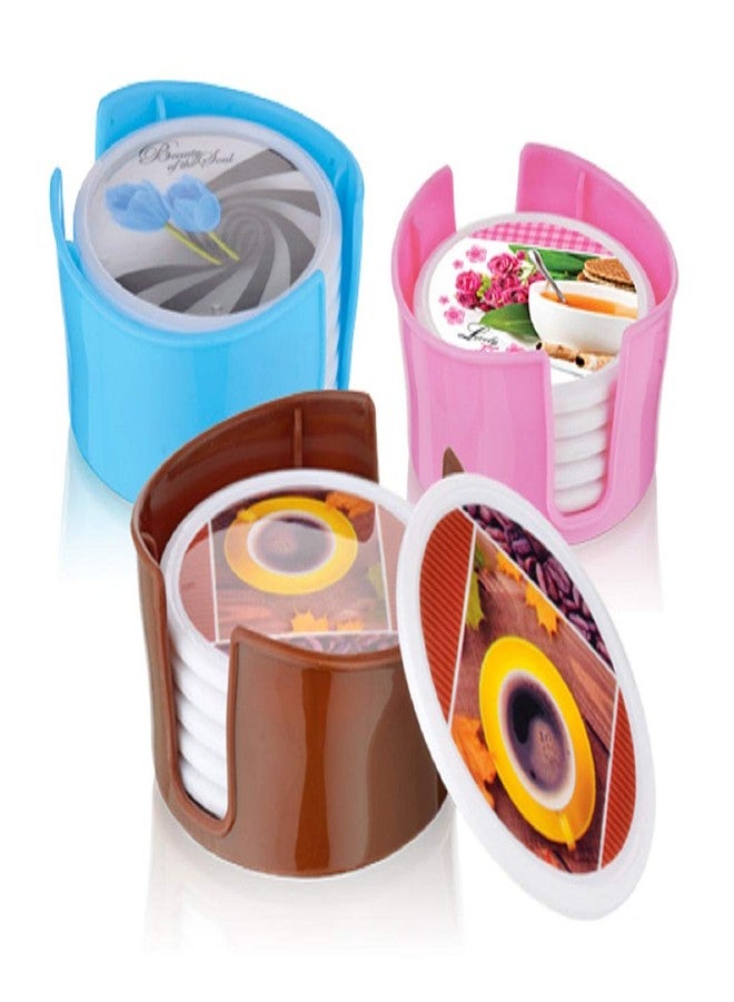 aaKaR - Printed Aroma Coaster - Round Shape Coaster with Stand - Set of 6 - Image 3