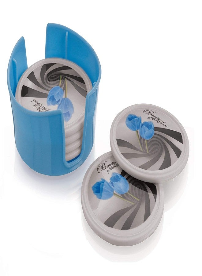 aaKaR - Printed Aroma Coaster - Round Shape Coaster with Stand - Set of 6 - Image 1