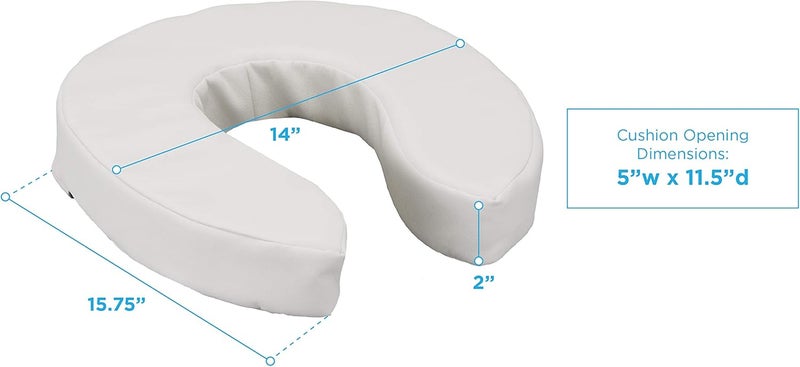 NOVA Medical Products Toilet Seat Cushion, 2” Padded Toilet Seat Cover & Comfort Pad, For Standard and Elongated Toilet Seats, White - Image 4