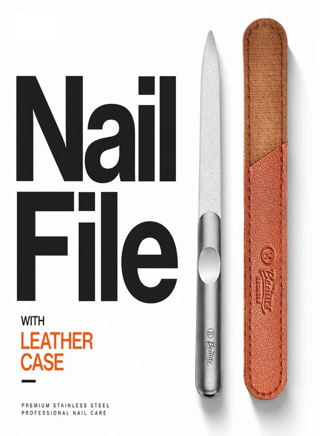 Beauté Secrets Premium Stainless Steel Nail File with Leather Case | Professional Metal Nail Filer for Smooth Shaping | Durable, Reusable Manicure Pedicure Tool for Women & Men - Image 2