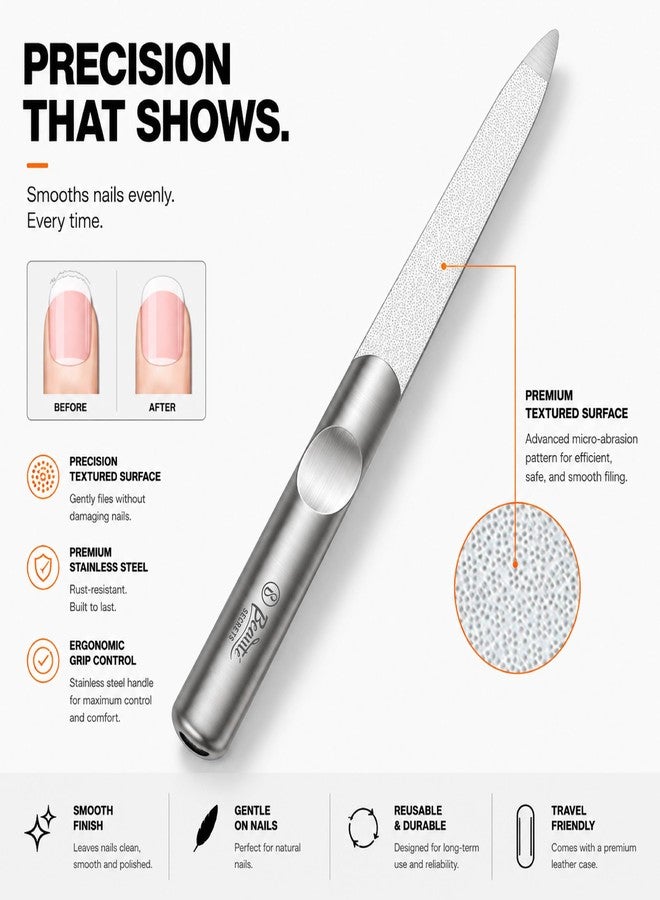 Beauté Secrets Premium Stainless Steel Nail File with Leather Case | Professional Metal Nail Filer for Smooth Shaping | Durable, Reusable Manicure Pedicure Tool for Women & Men - Image 5