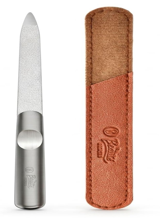 Beauté Secrets Premium Stainless Steel Nail File with Leather Case | Professional Metal Nail Filer for Smooth Shaping | Durable, Reusable Manicure Pedicure Tool for Women & Men - Image 1