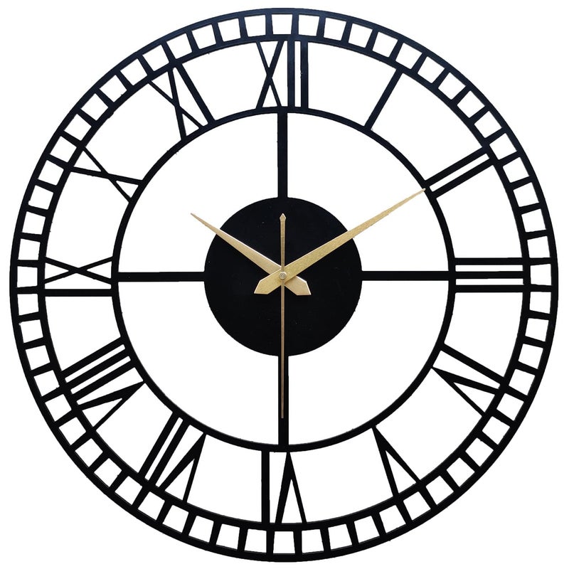 Reyox Metal Wall Clock Large Metal Wall Clock for Living Room Bedroom Kitchen Latin Numeral Wall Clock Antique Metal Wall Clock Big Size Modern Decorative Wall Watch Style 3