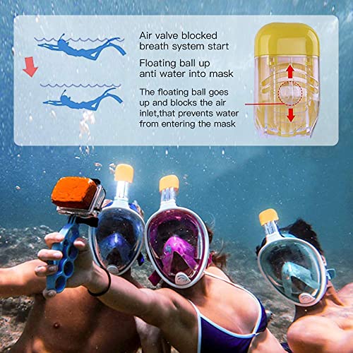 VBM Full Face Snorkeling Mask Diving Gear - Latest Dry Top System,180 Degree Panoramic View Snorkeling Mask with Camera Mount,Safe Breathing,Anti-Leak Anti-Fog-Swim Fins (Pink - S/M) - Image 2