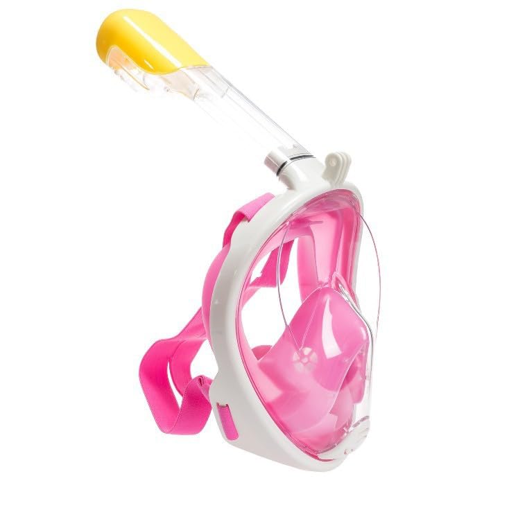 VBM Full Face Snorkeling Mask Diving Gear - Latest Dry Top System,180 Degree Panoramic View Snorkeling Mask with Camera Mount,Safe Breathing,Anti-Leak Anti-Fog-Swim Fins (Pink - S/M) - Image 1