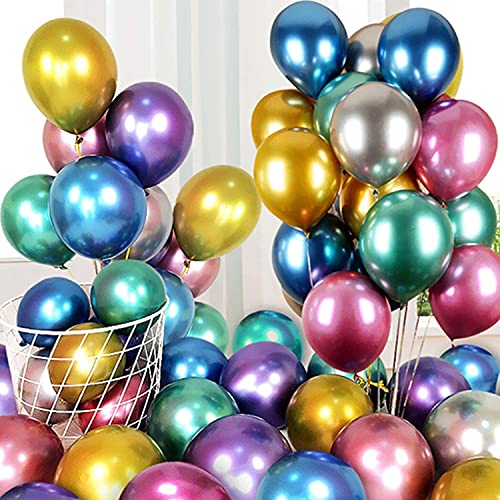 Chocozone Pack of 100 12" Golden & Red Metallic Balloons for Birthday, Party Decoration Kits Toys for 1 year old Girls - Image 4