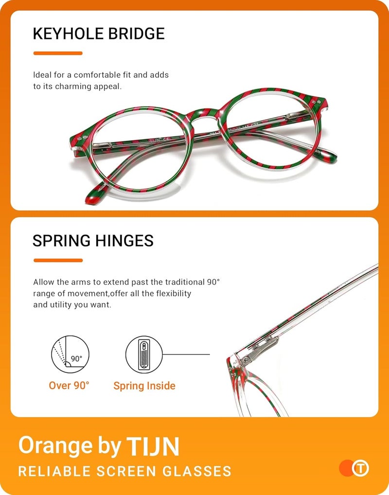TIJN Blue Light Blocking Glasses Men Women Vintage Thick Round Rim Frame Eyeglasses - Image 5