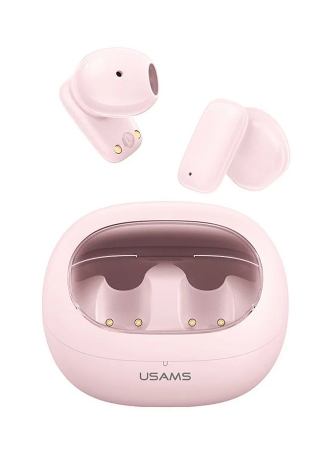 Usams - TWS Earbuds Bluetooth-compatible 5.3 Semi in Ear Headphone Stereo Sound 5H Playing Time - Pink - Image 1