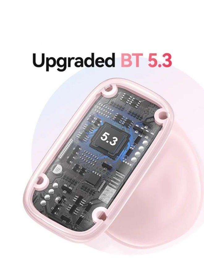 Usams - TWS Earbuds Bluetooth-compatible 5.3 Semi in Ear Headphone Stereo Sound 5H Playing Time - Pink - Image 1