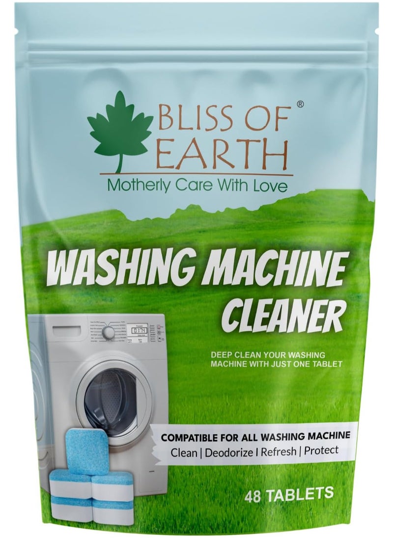 BLISS OF EARTH - Washing Machine Cleaning Tablets 48 Count Powerful Descaling and Deodorizing Tablets for Front Load and Top Load Washers Deep Cleaning Tablets to Clean Inside Drum & Laundry Tub Seal - Image 1