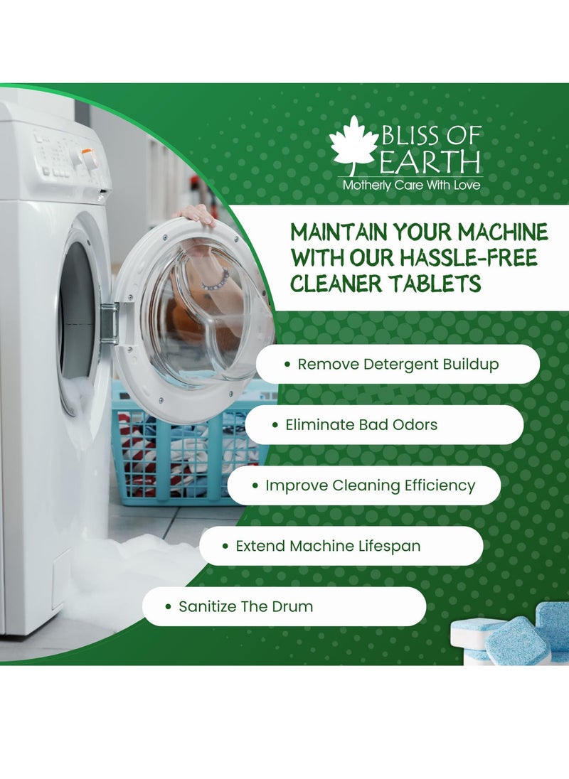 BLISS OF EARTH - Washing Machine Cleaning Tablets 48 Count Powerful Descaling and Deodorizing Tablets for Front Load and Top Load Washers Deep Cleaning Tablets to Clean Inside Drum & Laundry Tub Seal - Image 1