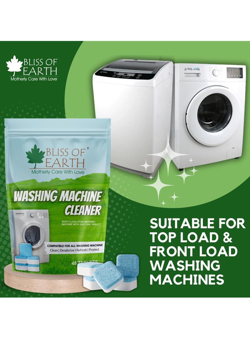 BLISS OF EARTH - Washing Machine Cleaning Tablets 48 Count Powerful Descaling and Deodorizing Tablets for Front Load and Top Load Washers Deep Cleaning Tablets to Clean Inside Drum & Laundry Tub Seal - Image 1